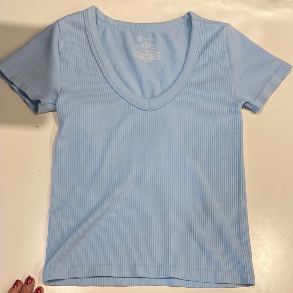 No Boundaries Blue Fitted Ribbed T-Shirt